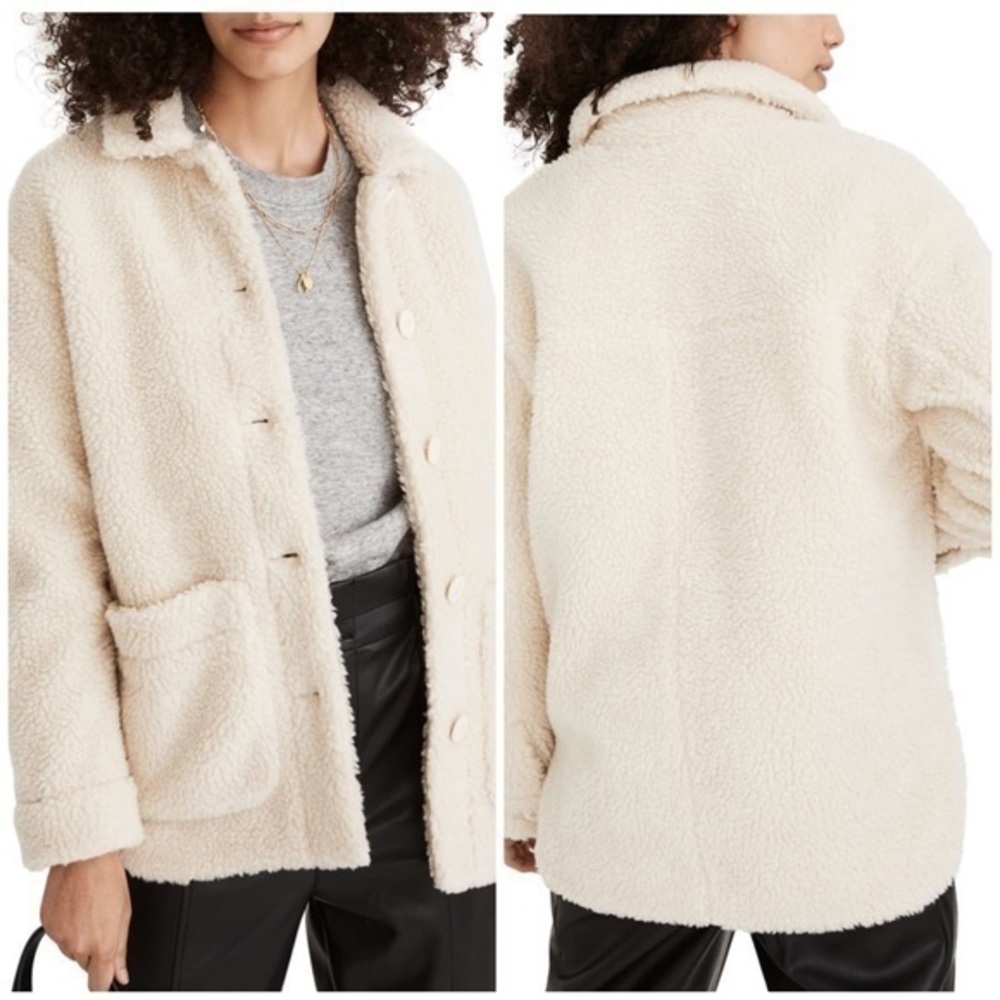 💋Madewell Sherpa Walton shirt jacket coat. MA316 size S